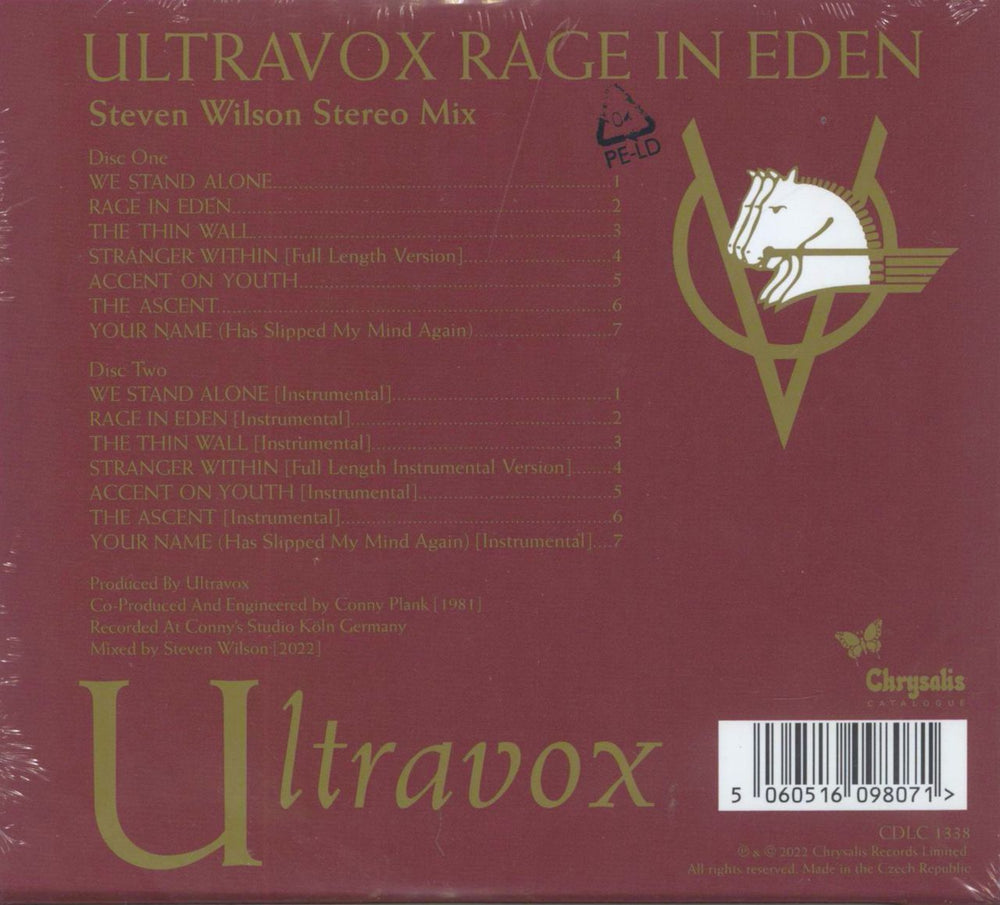 Ultravox Rage In Eden - Steven Wilson Stereo Mix + Instrumentals - RSD Black Friday 2022 UK 2 CD album set (Double CD) 5060516098071