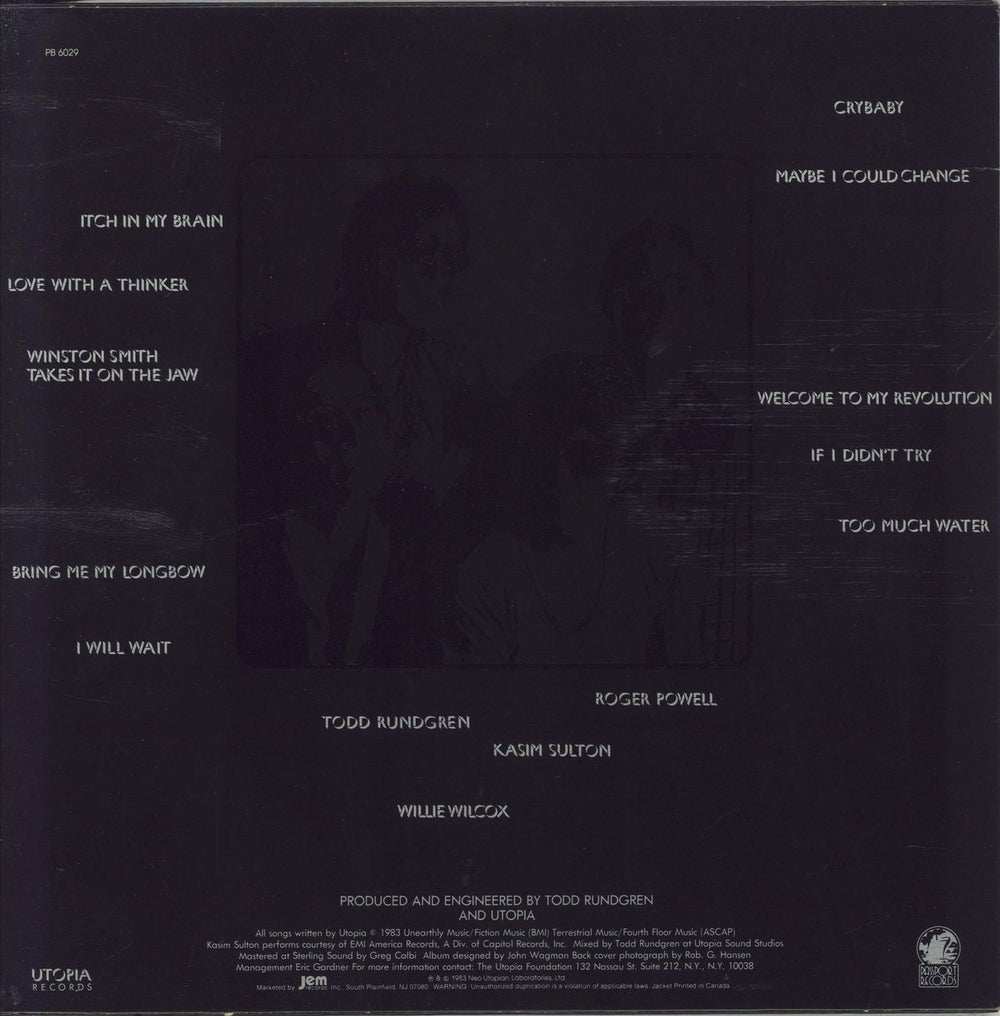 Utopia (US) Oblivion Canadian vinyl LP album (LP record)