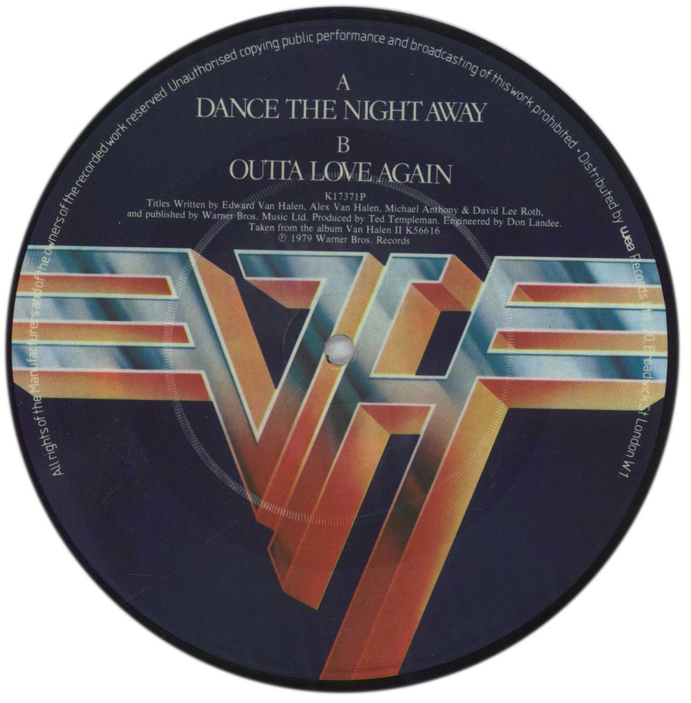 Van Halen Dance The Night Away UK 7" vinyl picture disc (7 inch picture disc single)