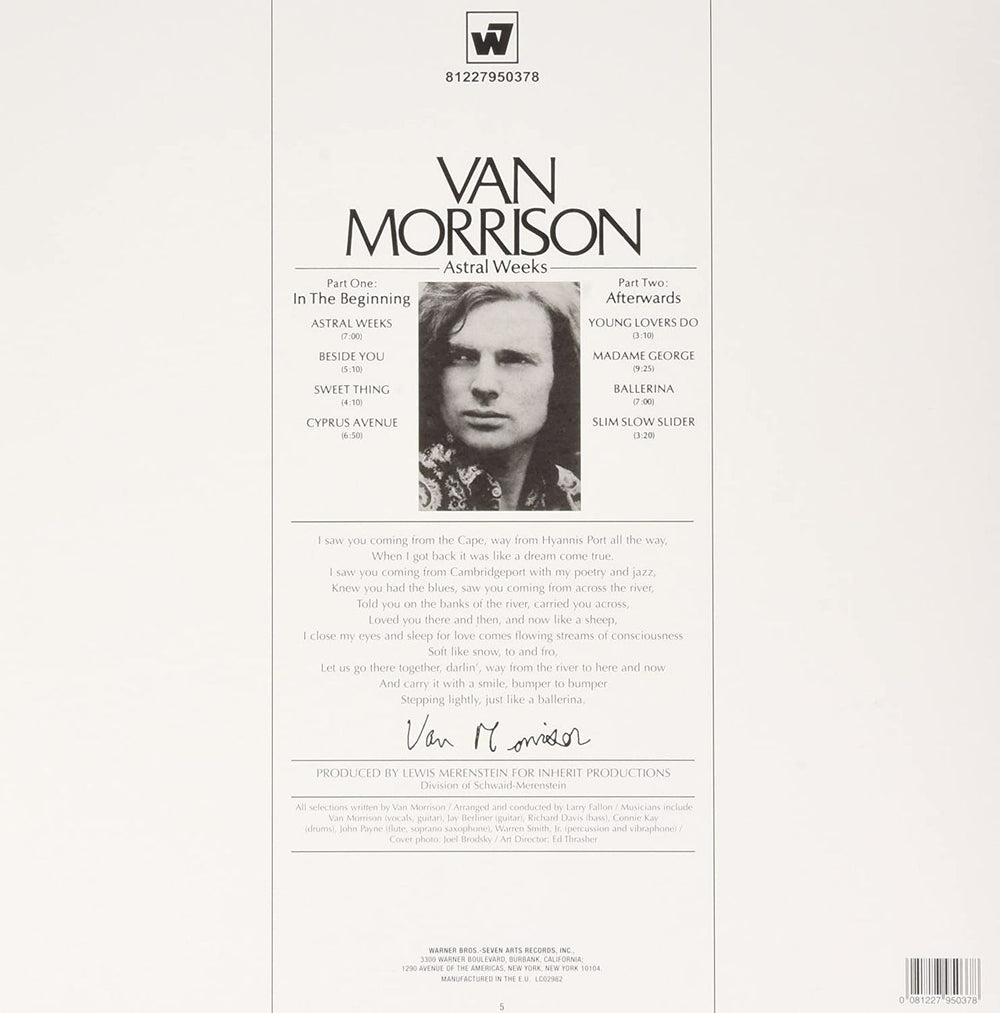 Van Morrison Astral Weeks - 180 Gram - Sealed UK vinyl LP album (LP record) VMOLPAS800609