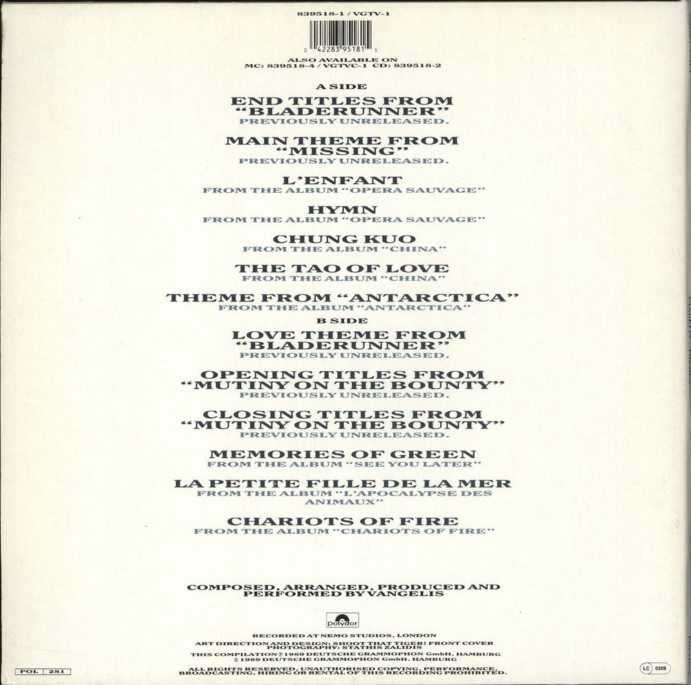 Vangelis Themes - Stickered UK vinyl LP album (LP record) 042283951815