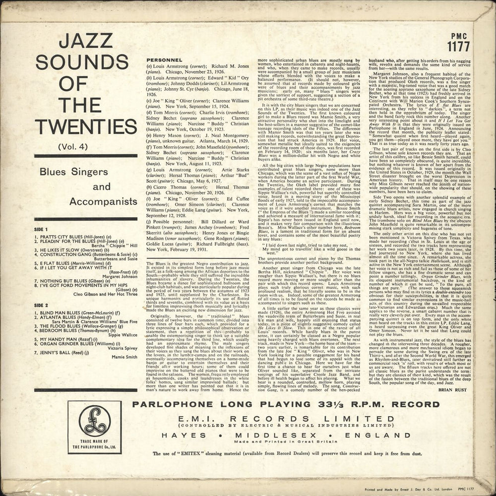 Various-Blues & Gospel Jazz Sounds Of The Twenties (Vol. 4): Blues Singers And Accompanists UK vinyl LP album (LP record)