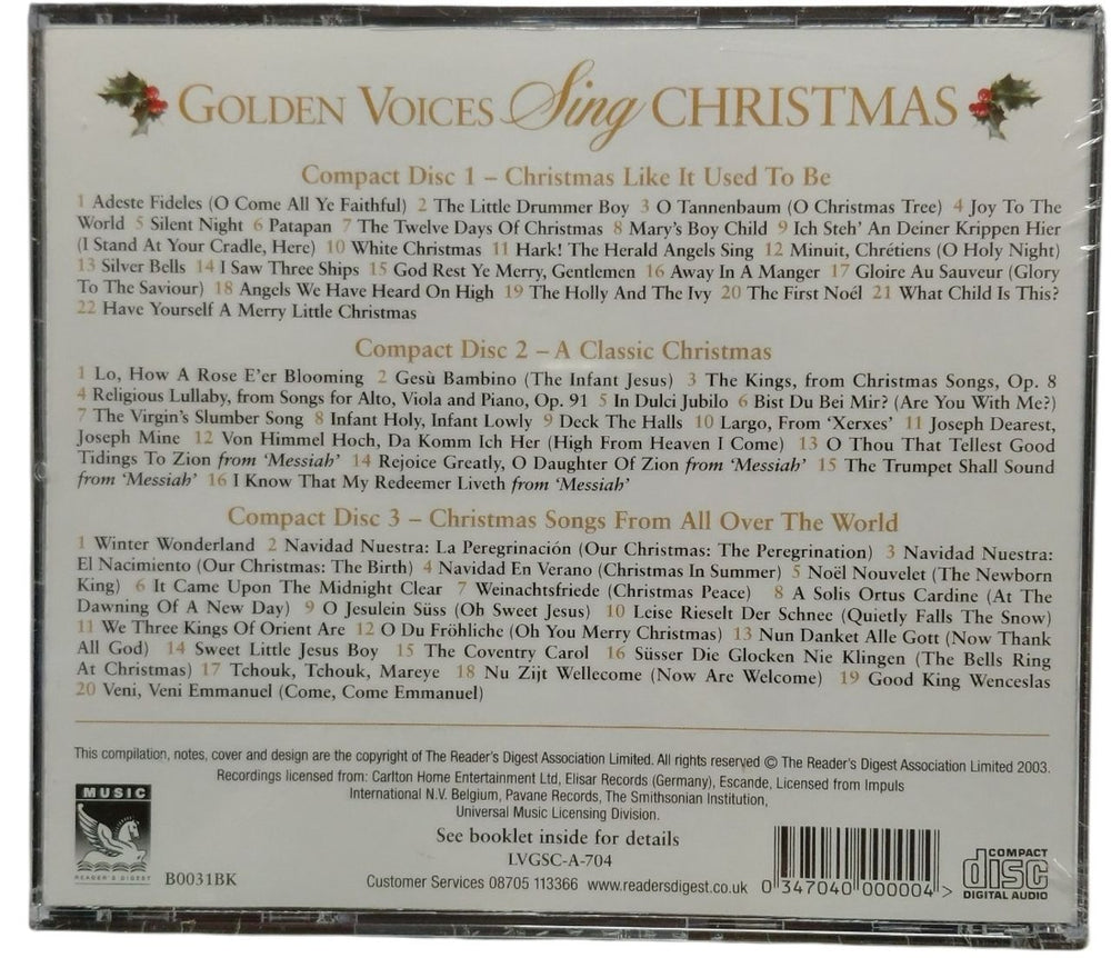 Various-Christmas Golden Voices Sing Christmas - Sealed UK 3-CD album set (Triple CD) 91Y3CGO880552