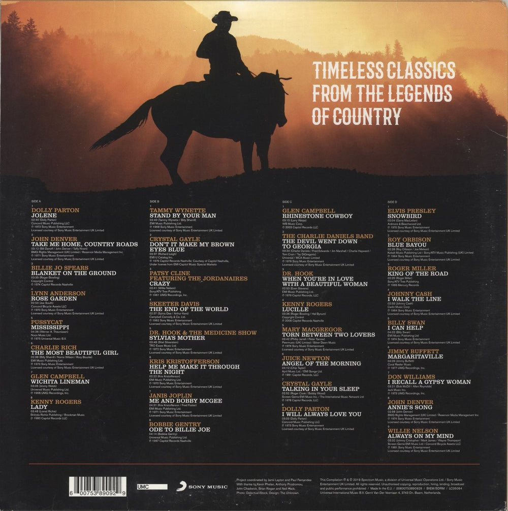 Various-Country Country UK 2-LP vinyl record set (Double LP Album) 600753890929'1970