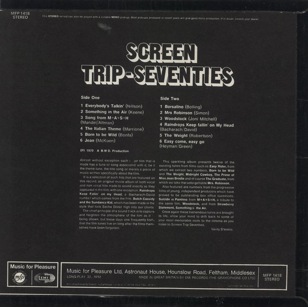 Various-Film, Radio, Theatre & TV Screen Trip - Seventies UK vinyl LP album (LP record)
