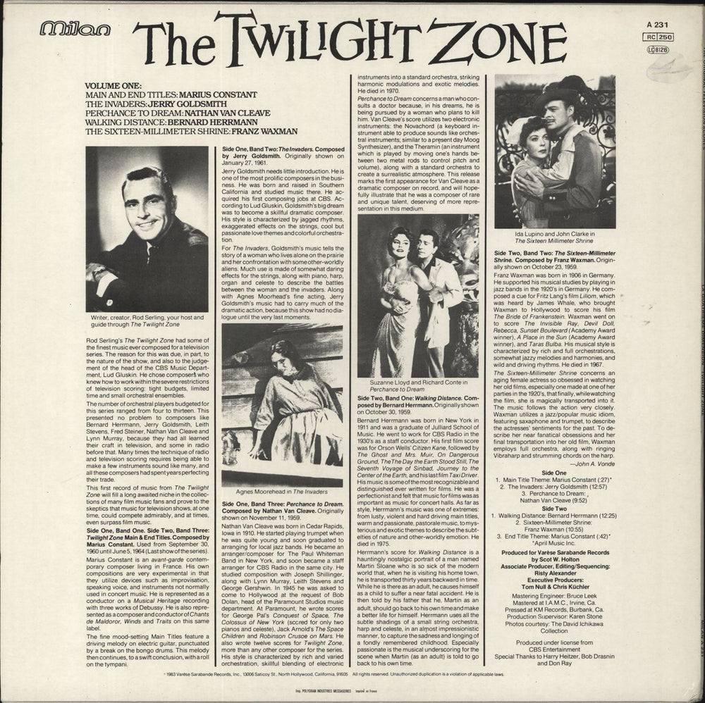 Various-Film, Radio, Theatre & TV The Twilight Zone / La Quatrieme Dimension [The Original Television Scores Volume One] French vinyl LP album (LP record)