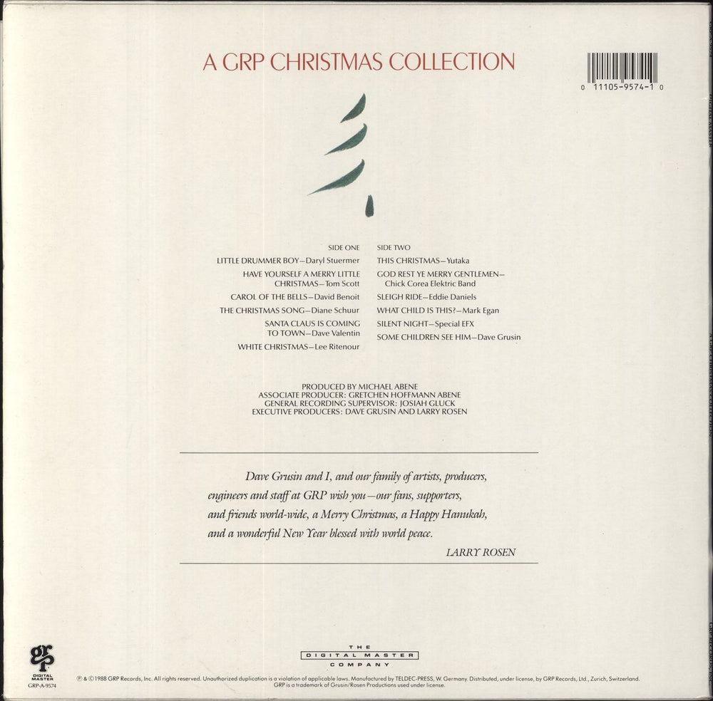 Various-Jazz A GRP Christmas Collection Swiss vinyl LP album (LP record) 011105957410