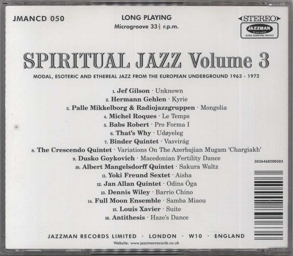 Various-Jazz Spiritual Jazz 3 Europe (Modal, Esoteric And Ethereal Jazz From The European Underground 1963-1972) French CD album (CDLP) 5036468200503