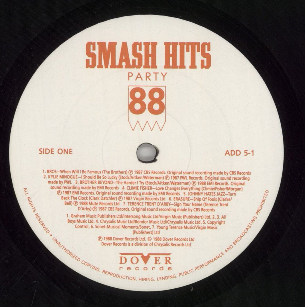 Various-Pop Smash Hits Party 88 UK 2-LP vinyl record set (Double LP Album) 7VA2LSM575148