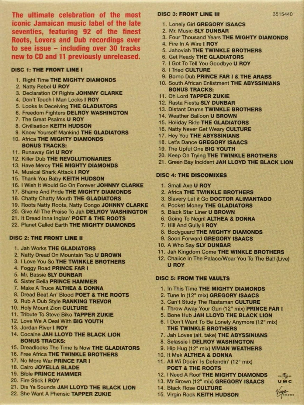 Various-Reggae & Ska The Front Line UK CD Album Box Set V-ADXTH880751