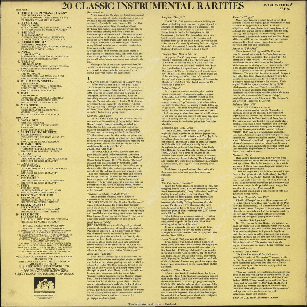 Various-Surf & Instrumental 20 Classic Instrumental Rarities UK vinyl LP album (LP record)