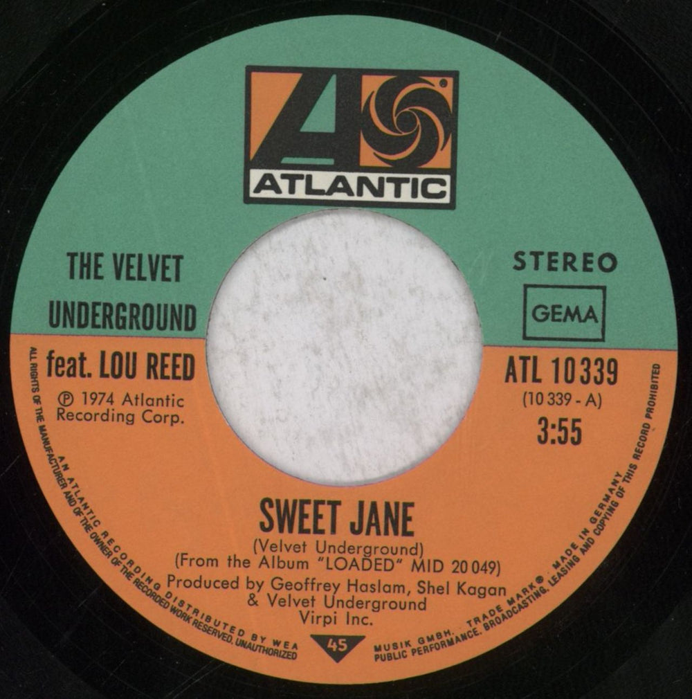 Velvet Underground Sweet Jane German 7" vinyl single (7 inch record / 45) VUN07SW844760