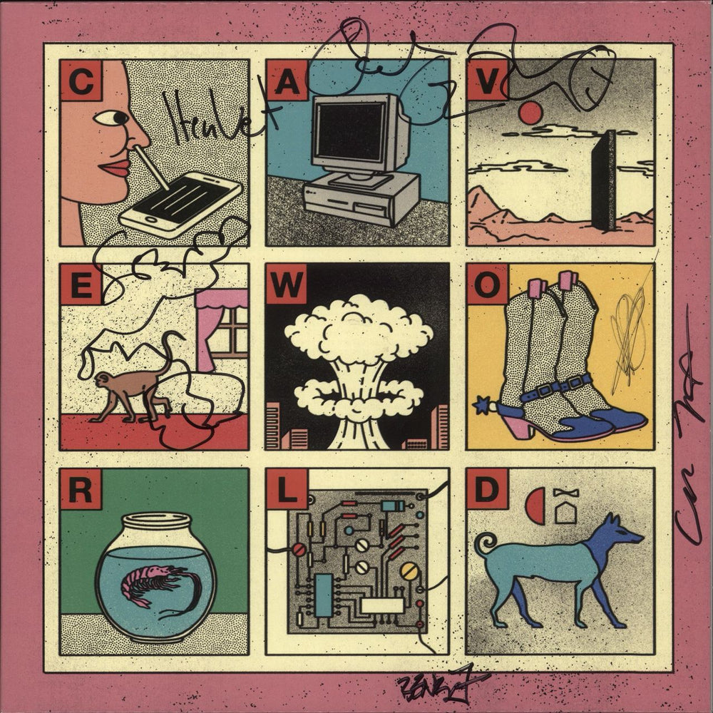 Viagra Boys Cave World - Autographed UK vinyl LP album (LP record) YR0164