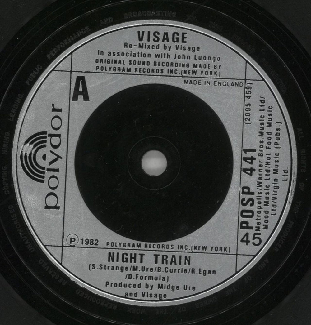 Visage Night Train + Sleeve UK 7" vinyl single (7 inch record / 45) VIS07NI130975