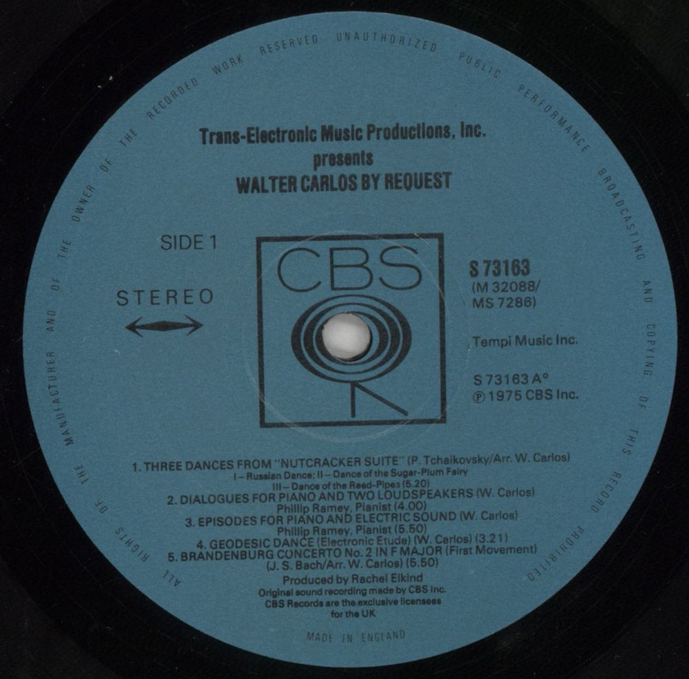 Walter Carlos By Request UK vinyl LP album (LP record) WCLLPBY554664