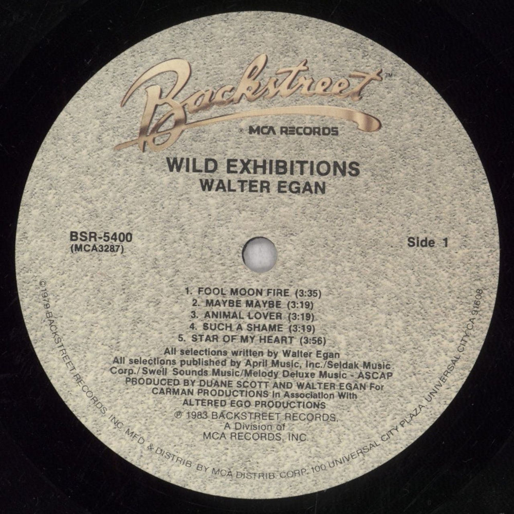 Walter Egan Wild Exhibitions US vinyl LP album (LP record) WEGLPWI846941
