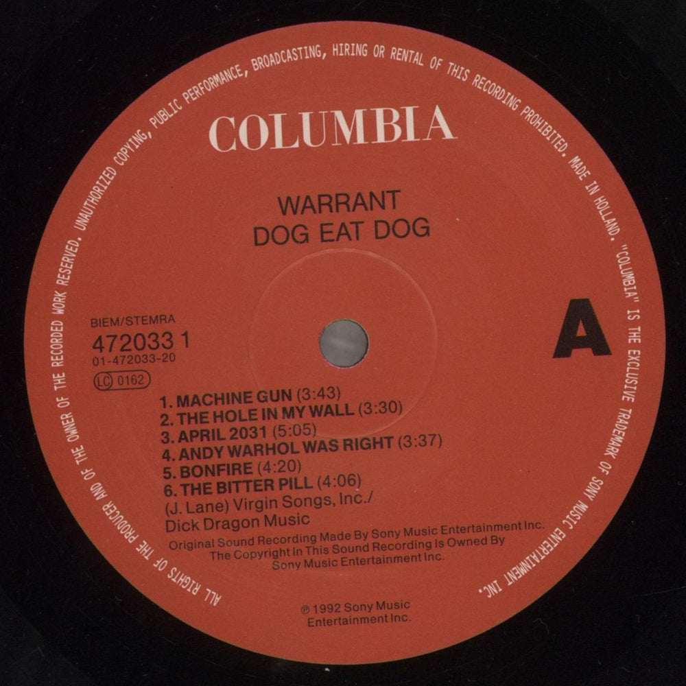 Warrant Dog Eat Dog - Shrink Dutch vinyl LP album (LP record) WNTLPDO857424