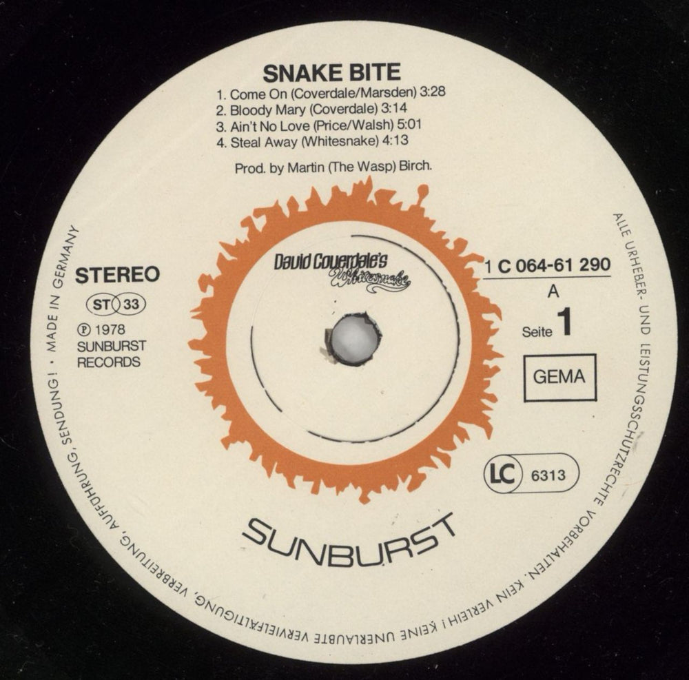 Whitesnake Snakebite German vinyl LP album (LP record) WHILPSN697349