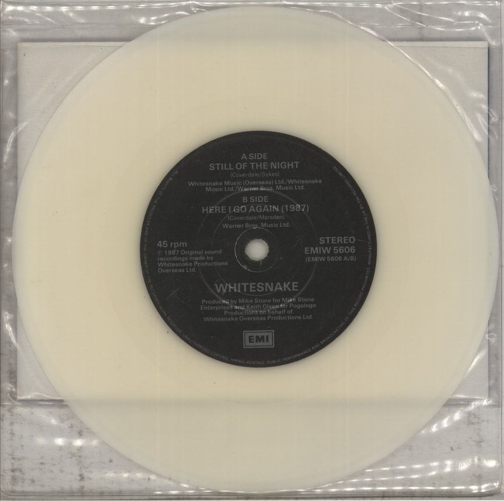 Whitesnake Still Of The Night - White Vinyl UK 7" vinyl single (7 inch record / 45) 5099920167509
