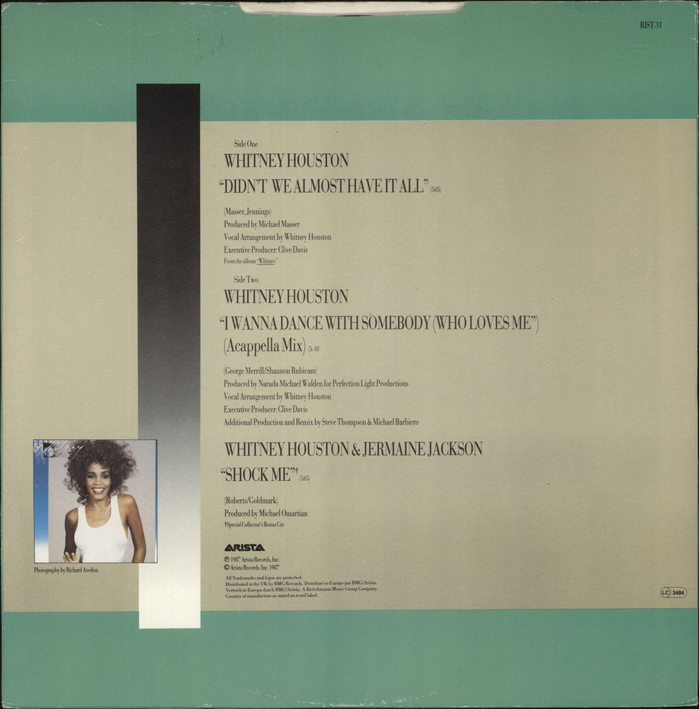 Whitney Houston Didn't We Almost Have It All UK 12" vinyl single (12 inch record / Maxi-single)