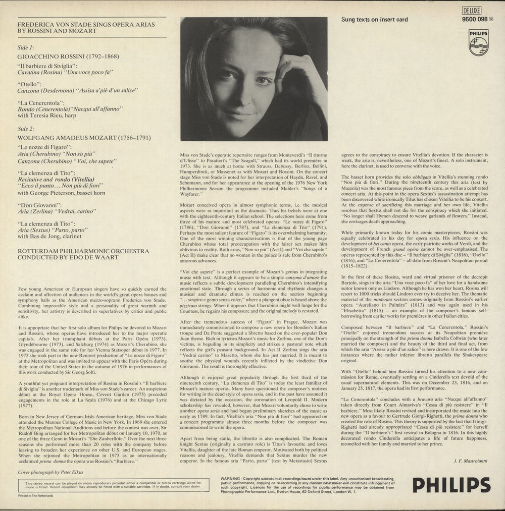 Wolfgang Amadeus Mozart Frederica von Stade sings Mozart-Rossini opera Arias Dutch vinyl LP album (LP record)