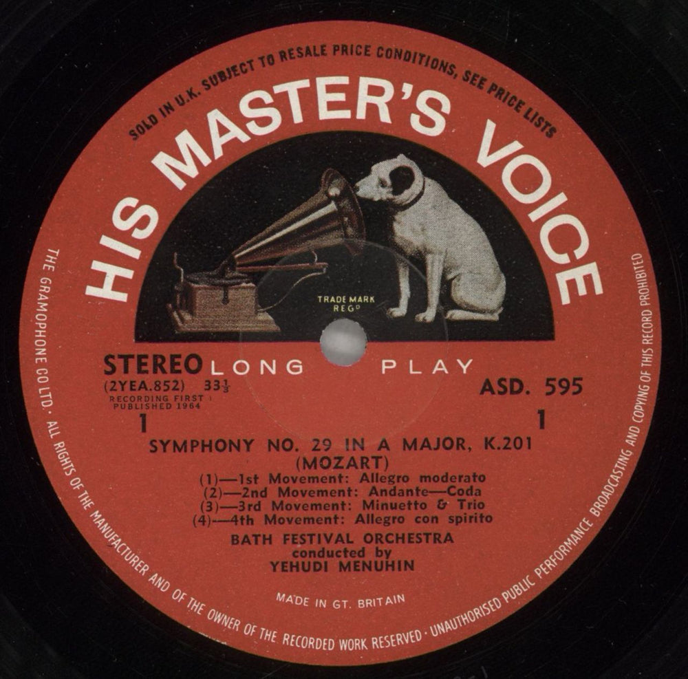 Wolfgang Amadeus Mozart Symphony No. 29 In A, K.201 / Symphony No. 49 In F Minor, "La Passione" UK vinyl LP album (LP record) WZMLPSY875749