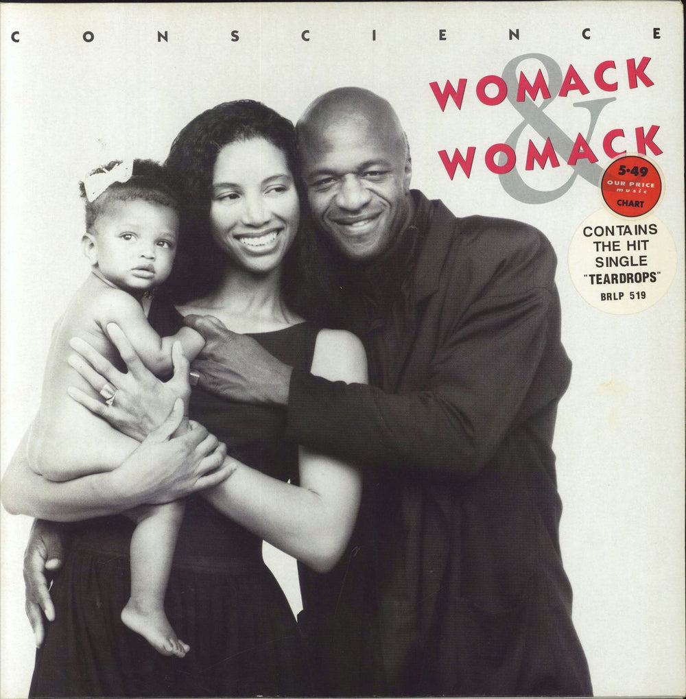 Womack & Womack Conscience - Sticker on Sleeve UK vinyl LP album (LP record) BRLP519