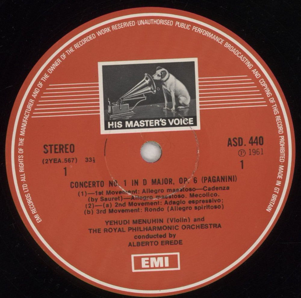 Yehudi Menuhin Paganini - Violin Concertos Nos 1 & 2 - Black & White Stamp UK vinyl LP album (LP record) YEHLPPA853080