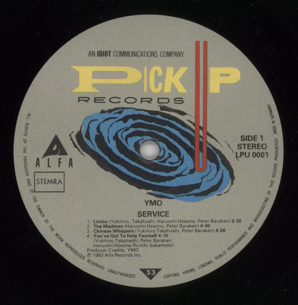 Yellow Magic Orchestra Service German vinyl LP album (LP record) YMOLPSE65586