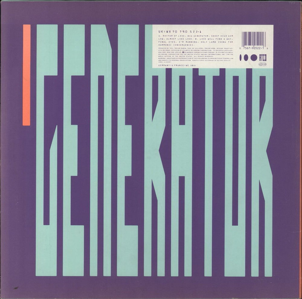 Yes Big Generator - Stickered Sleeve UK vinyl LP album (LP record) 075679052216