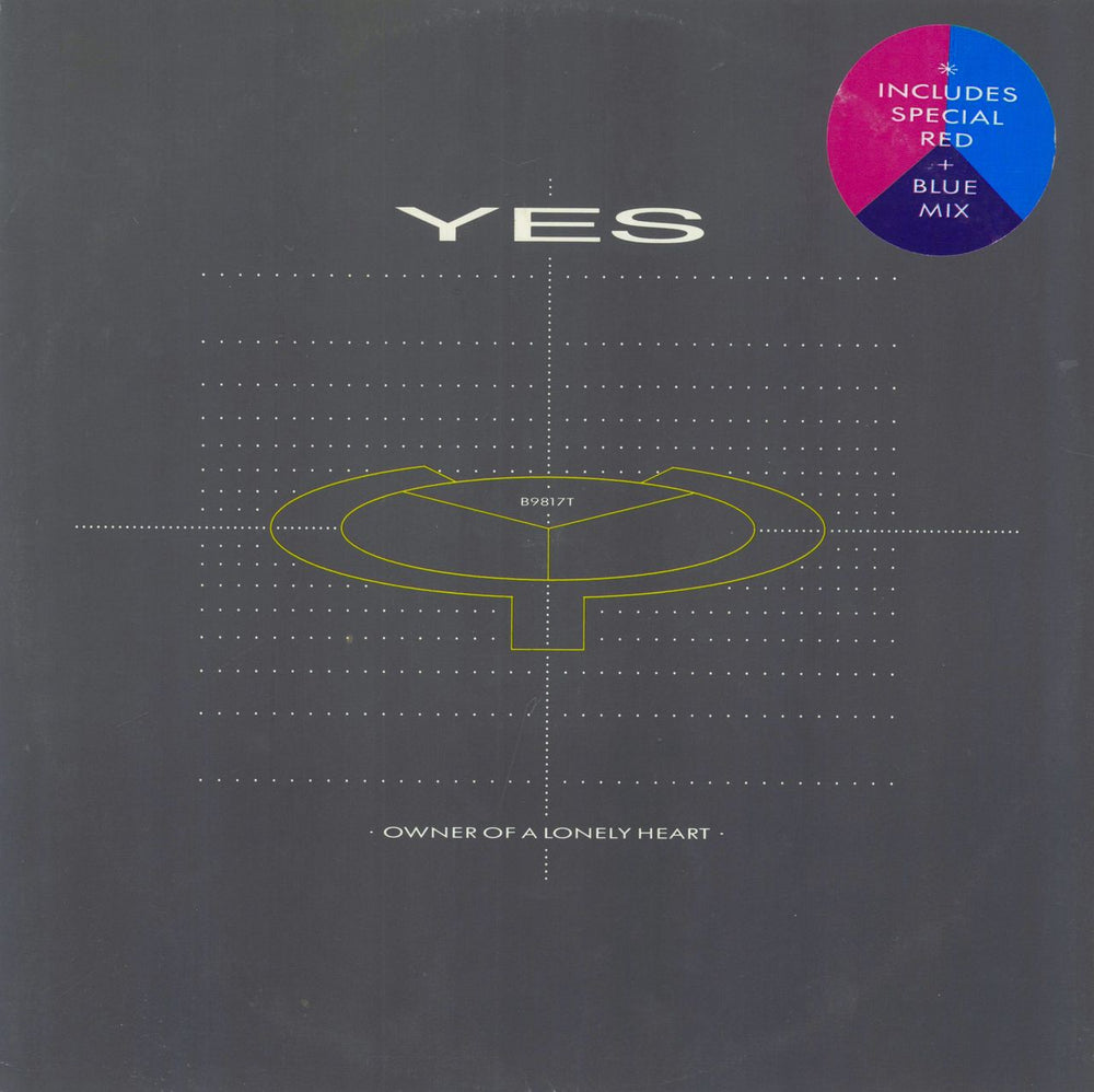 Yes Owner Of A Lonely Heart - Stickered sleeve UK 12" vinyl single (12 inch record / Maxi-single) B9817T