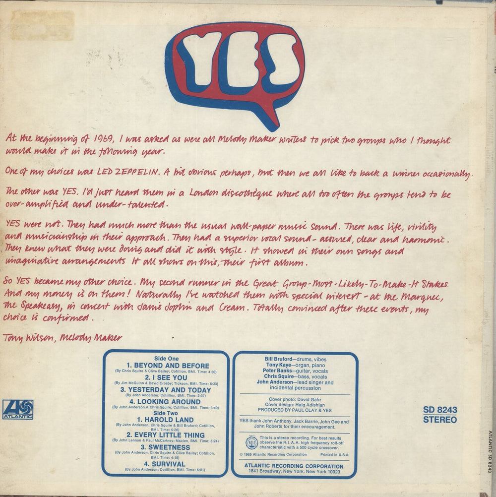 Yes Yes - VG US vinyl LP album (LP record)