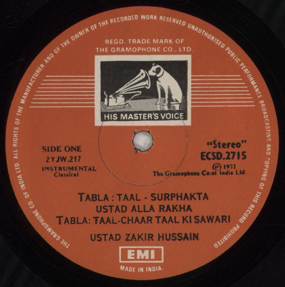 Zakir Hussain Percussion From India, Tabla In Solo And Duet Indian vinyl LP album (LP record) ZANLPPE852590