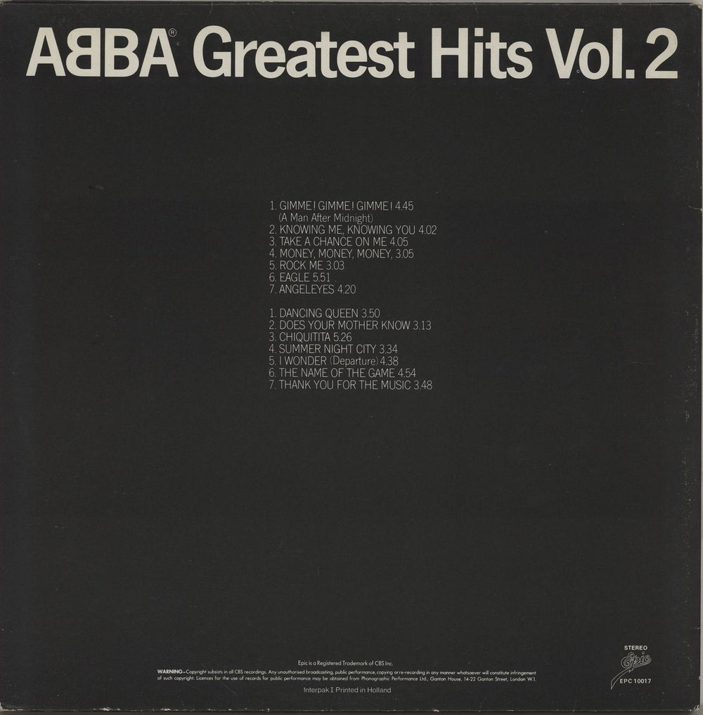 Abba Greatest Hits Vol. 2 Dutch vinyl LP album (LP record)
