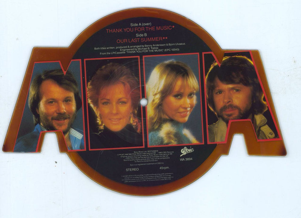 Abba Thank You For The Music - tea-stained UK shaped picture disc (picture disc vinyl record)