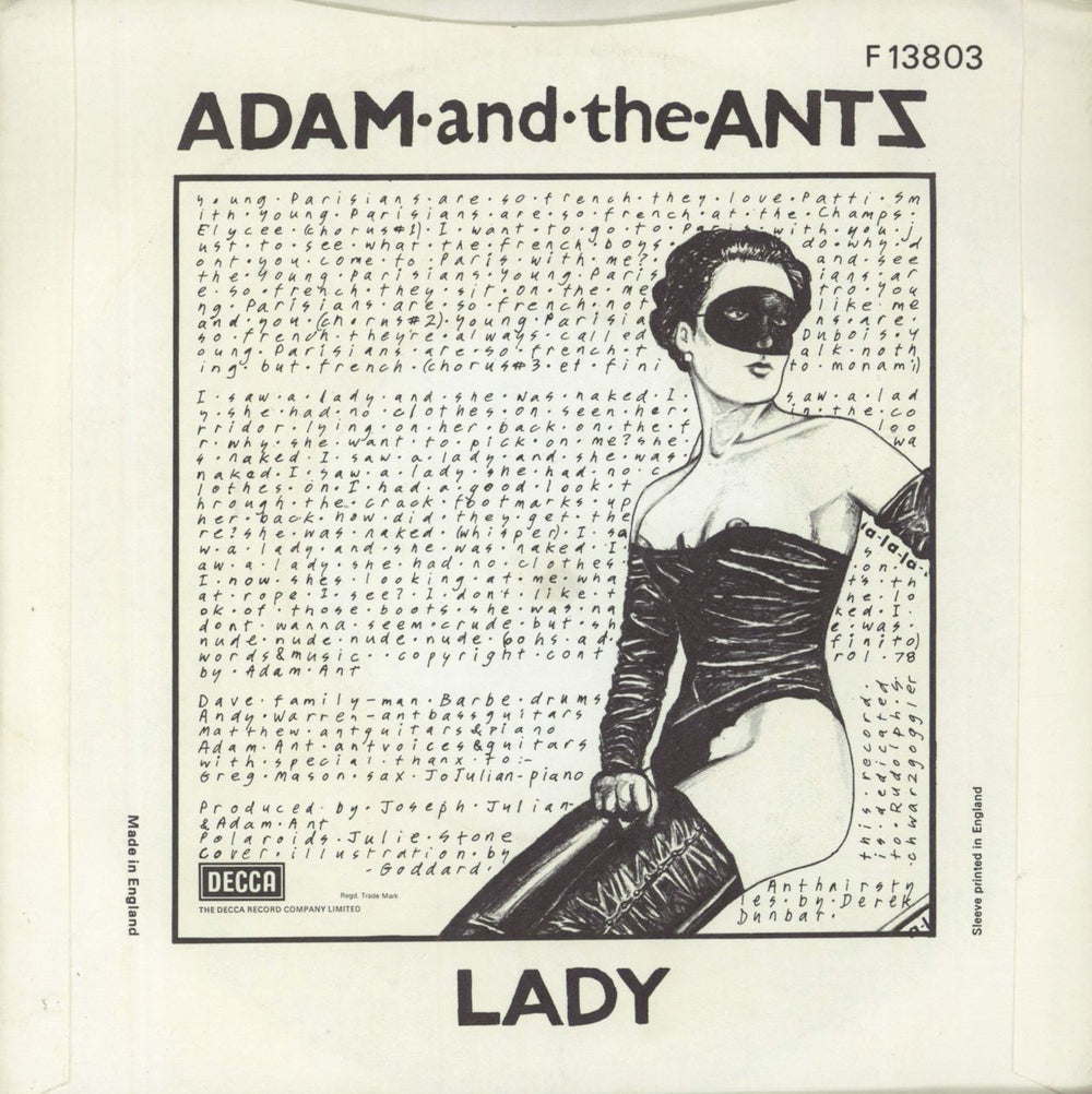 Adam & The Ants Young Parisians [1980] - Injection + Sleeve UK 7" vinyl single (7 inch record / 45)
