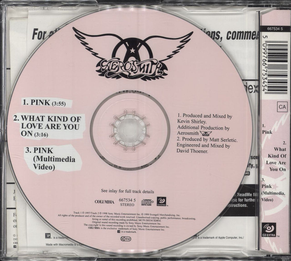 Aerosmith Pink UK CD single (CD5 / 5") 5099766753454