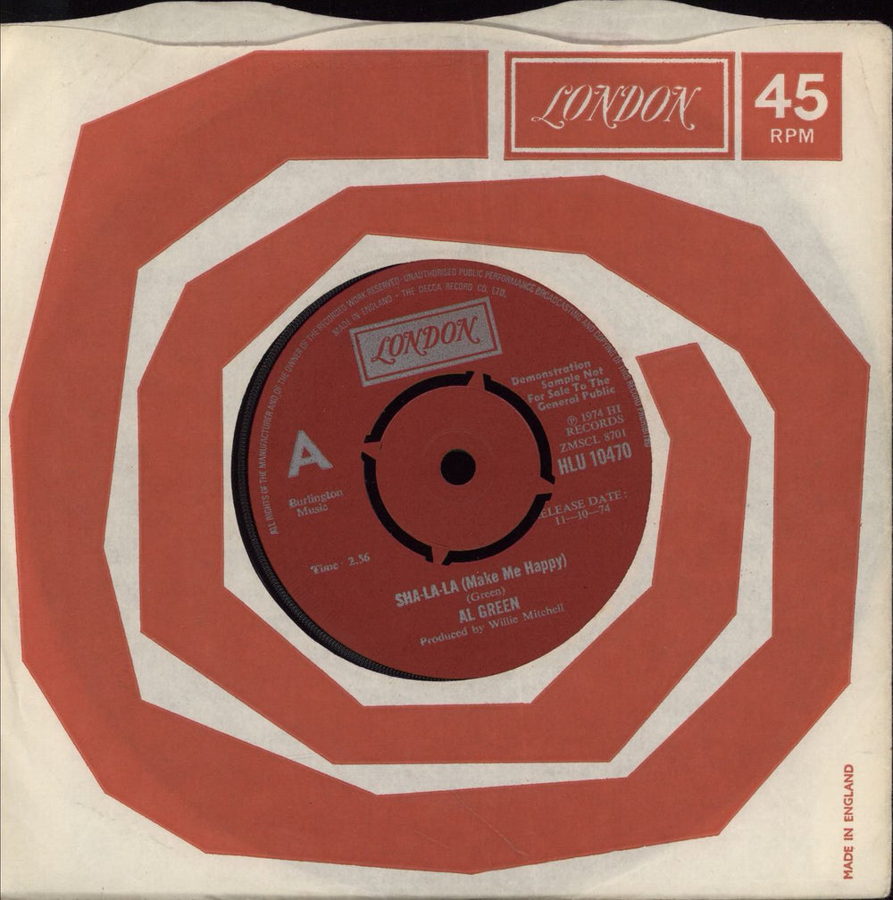 Al Green Sha-La-La (Make Me Happy) UK Promo 7" vinyl single (7 inch record / 45) HLU10470