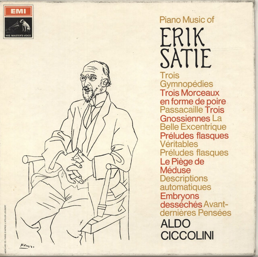 Aldo Ciccolini Piano Music Of Erik Satie - black & white stamp UK vinyl LP album (LP record) ASD2389