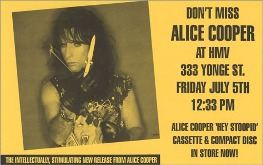 Alice Cooper Hey Stoopid Coupon US Promo handbill COOHBHE401805