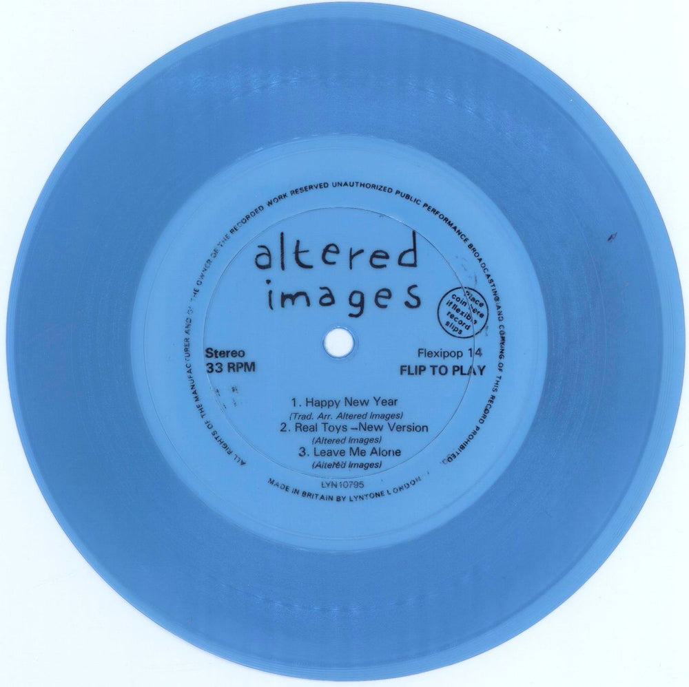 Altered Images Happy New Year - Blue Flexi Disc UK Promo 7" vinyl single (7 inch record / 45) FLEXIPOP14