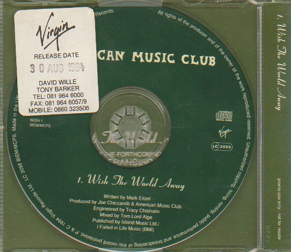 American Music Club Wish The World Away UK Promo CD single (CD5 / 5") AMUC5WI33312