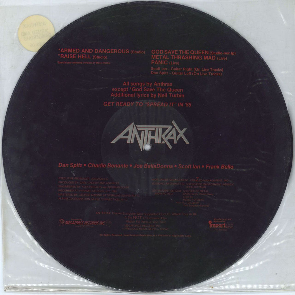 Anthrax Armed And Dangerous UK picture disc LP (vinyl picture disc album)