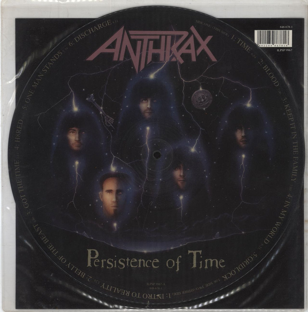 Anthrax Persistence Of Time UK picture disc LP (vinyl picture disc album) ILPSP9967