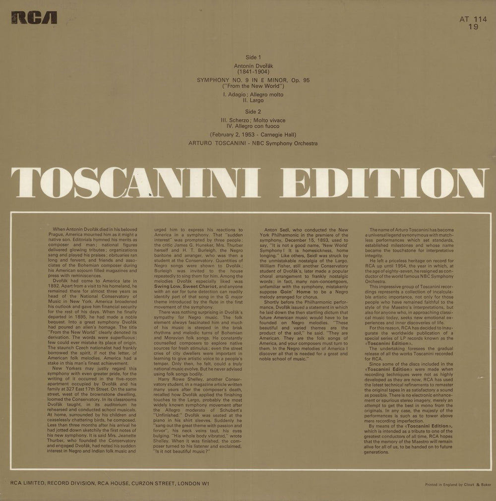 Antonín Dvorák Dvorák: Symphony No. 5 In E Minor, Op. 95 "From The New World" UK vinyl LP album (LP record)