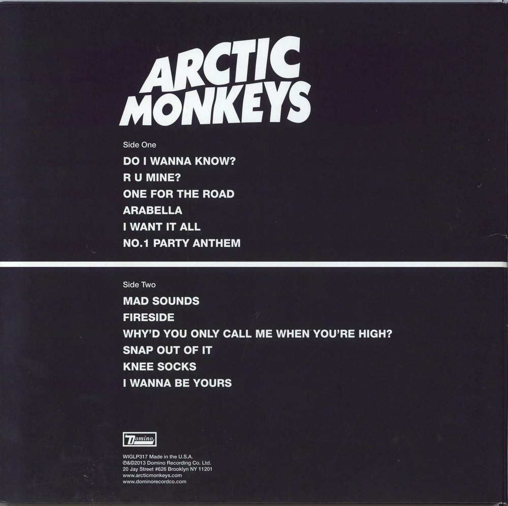 Arctic Monkeys AM - 180gm Vinyl US vinyl LP album (LP record) 0887828031719