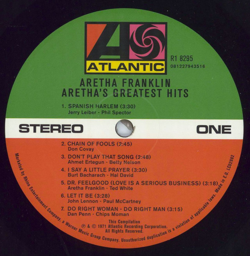 Aretha Franklin Aretha's Greatest Hits - 180gram Vinyl + Shrink UK vinyl LP album (LP record) ARELPAR800775