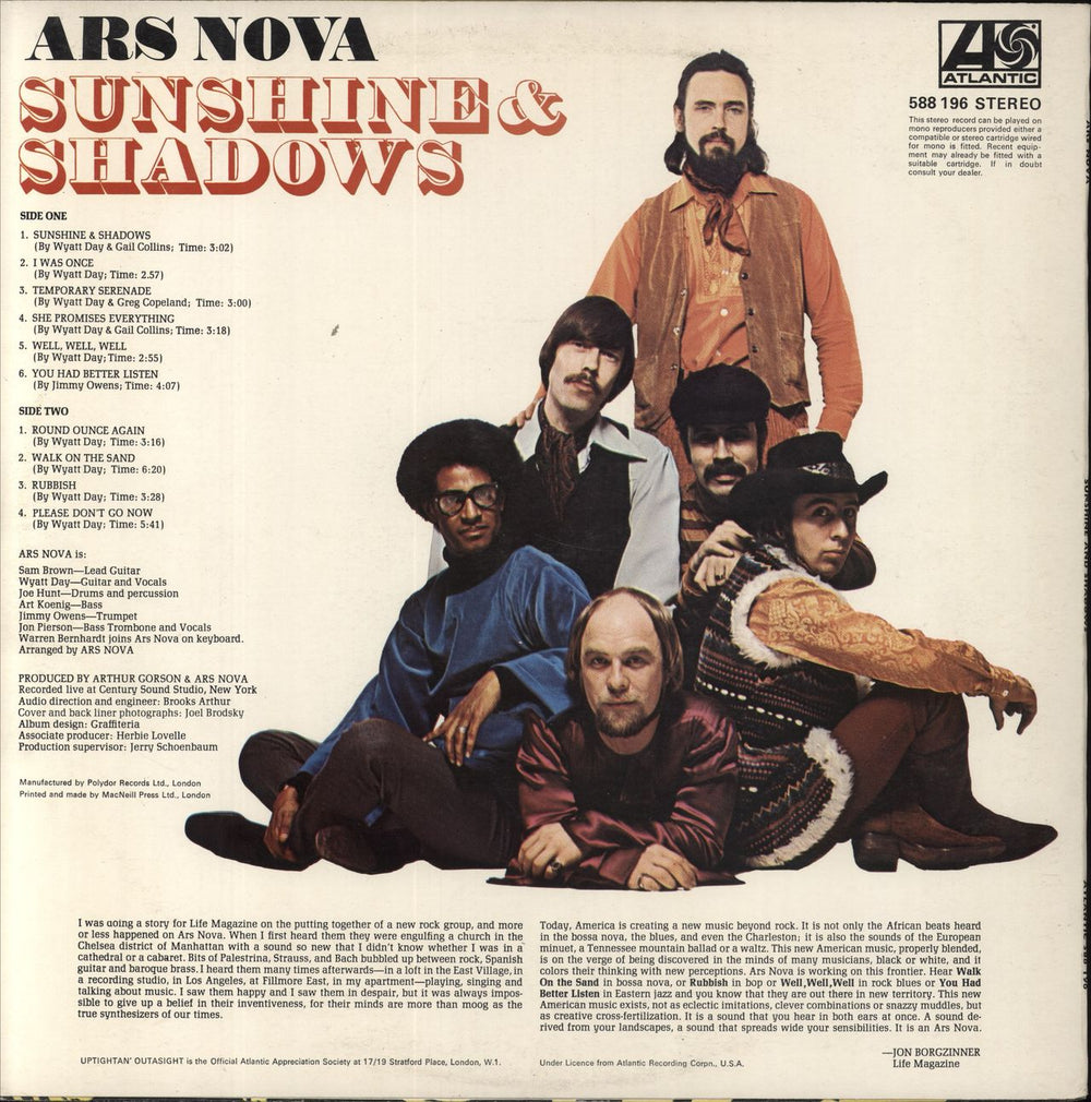 Ars Nova Sunshine & Shadows UK vinyl LP album (LP record)