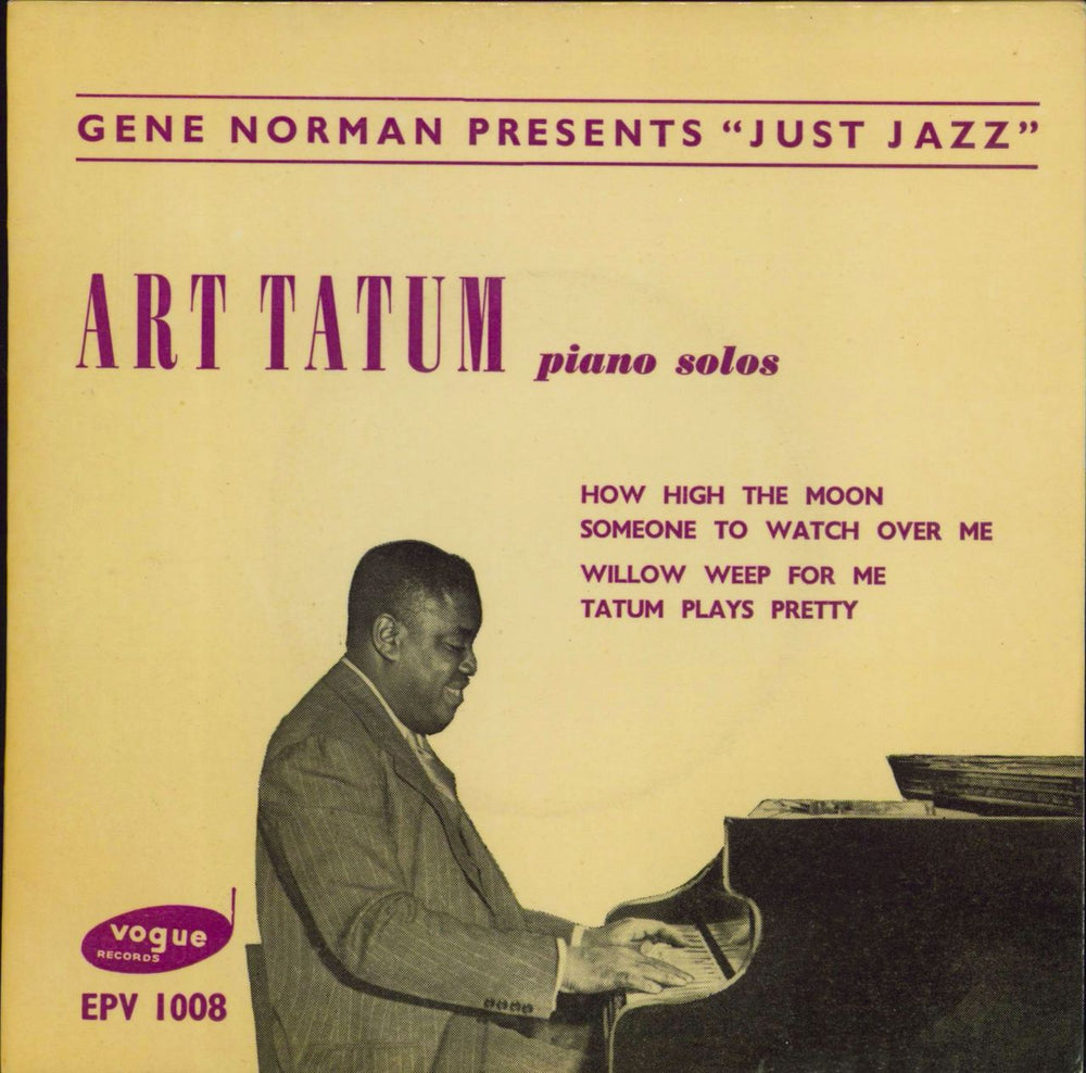 Art Tatum Gene Norman Presents "Just Jazz" : Piano Solos UK 7" vinyl single (7 inch record / 45) EPV1008