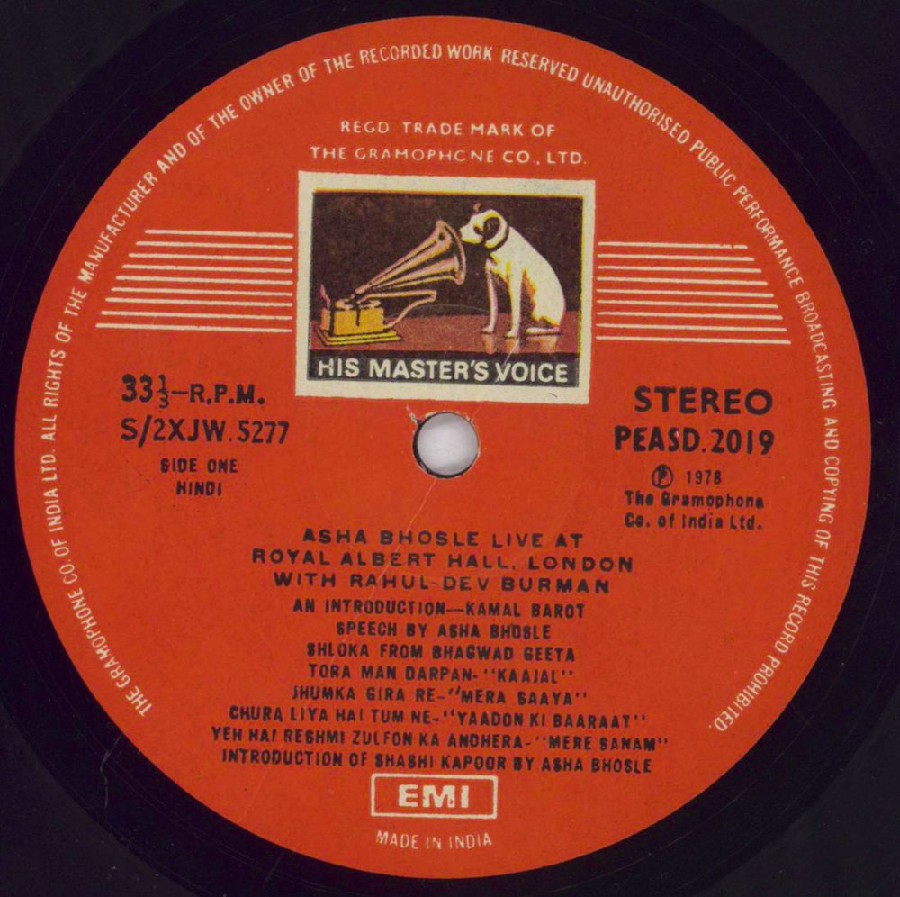 Asha Bhosle Live At Royal Albert Hall, London Indian 2-LP vinyl record set (Double LP Album) 1102LLI824568